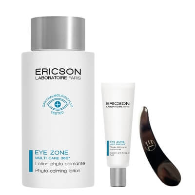 Ericson Laboratoire Eye Zone Set + Szpatułka ze Stali Nierdzewnej ZESTAW Tonik łagodzący do okolic oczu 125 ml + Fluid na opuchnięte oczy 15 ml + Szpatułka do nakładania kremu 1 szt