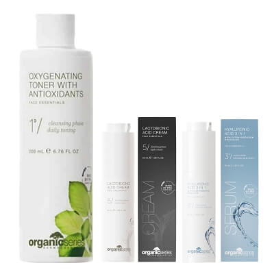 Organic Series Oxygenating And Hydrating Set ZESTAW Dotleniający tonik 200 ml + Krem z kwasem laktobionowym 50 ml + Kwas hialuronowy 3w1 50 ml