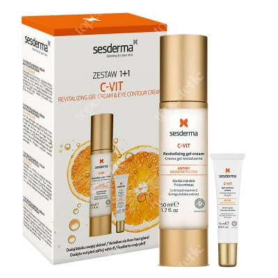 Sesderma C-VIT Revitalizing Gel Cream + C-VIT Eye Contour Cream ZESTAW Krem - żel do cery tłustej 50 ml + Krem pod oczy 15 ml + Kartonik