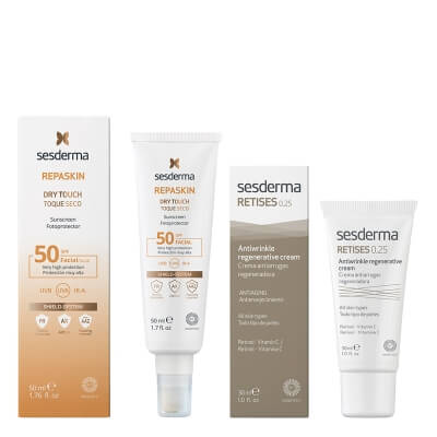 Sesderma Retises 0,25% + Repaskin Dry Touch SPF 50 ZESTAW Regenerujący krem przeciwzmarszczkowy 30 ml + Krem ochronny SPF50 50 ml