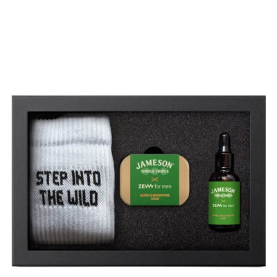 Zew For Men Nieokiełznany Drwal - Jameson Triple Triple z Olejkiem z Połyskiem ZESTAW Olejek do brody z połyskiem 30 ml + Balsam do brody i wąsów 80 ml + Skarpetki 1 para