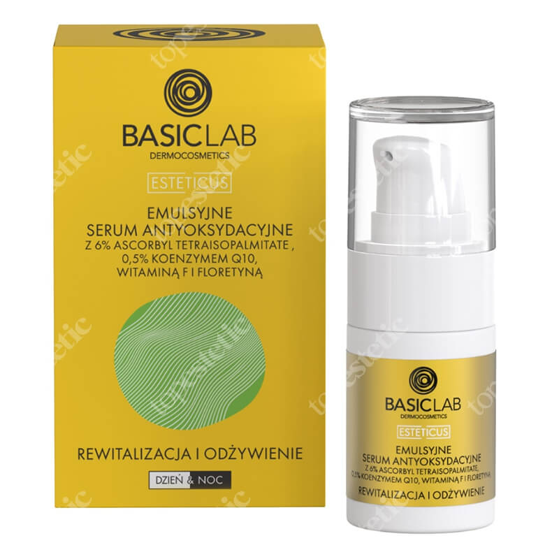 BasicLab Rewitalizacja i Odżywienie Serum antyoksydacyjne z 6% pochodną witaminy C Ascorbyl Tetraisopalmitate 15 ml