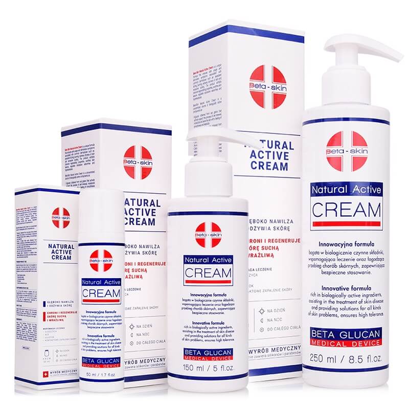 Beta Skin Natural Active Family Pack ZESTAW Krem łagodzący 150 ml + Krem łagodzący 50 ml + Krem łagodzący 250 ml