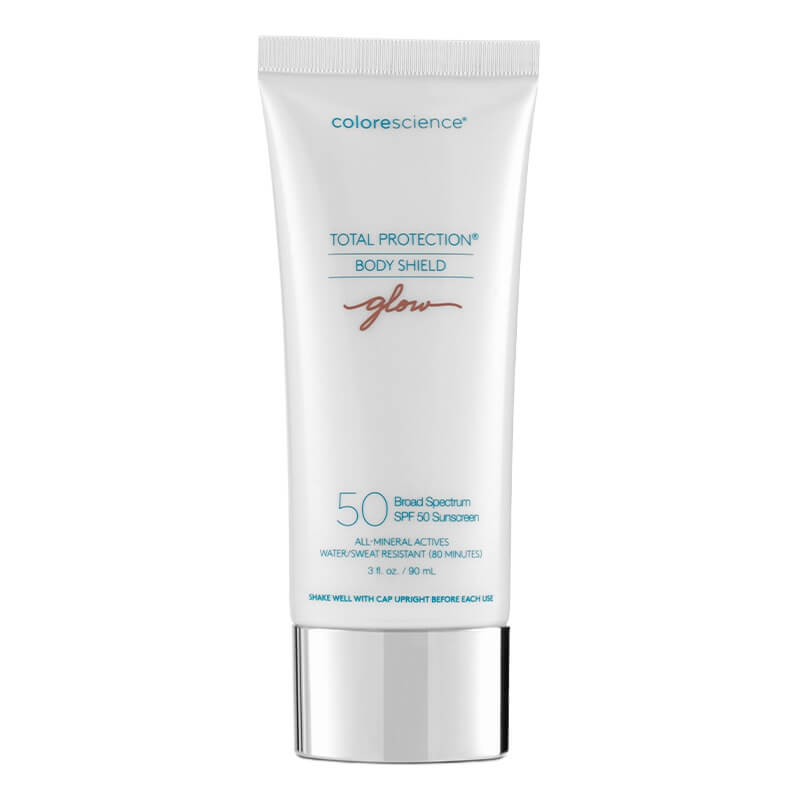 Colorescience Total Protection Body Shield Glow SPF 50 Mineralny krem przeciwsłoneczny do ciała z perłowym blaskiem 90 ml