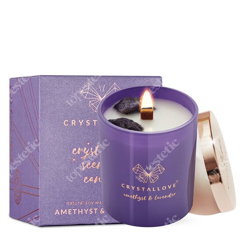 Crystallove Amethyst Soy Candle &amp; Lavender Świeca sojowa z ametystem 220 g