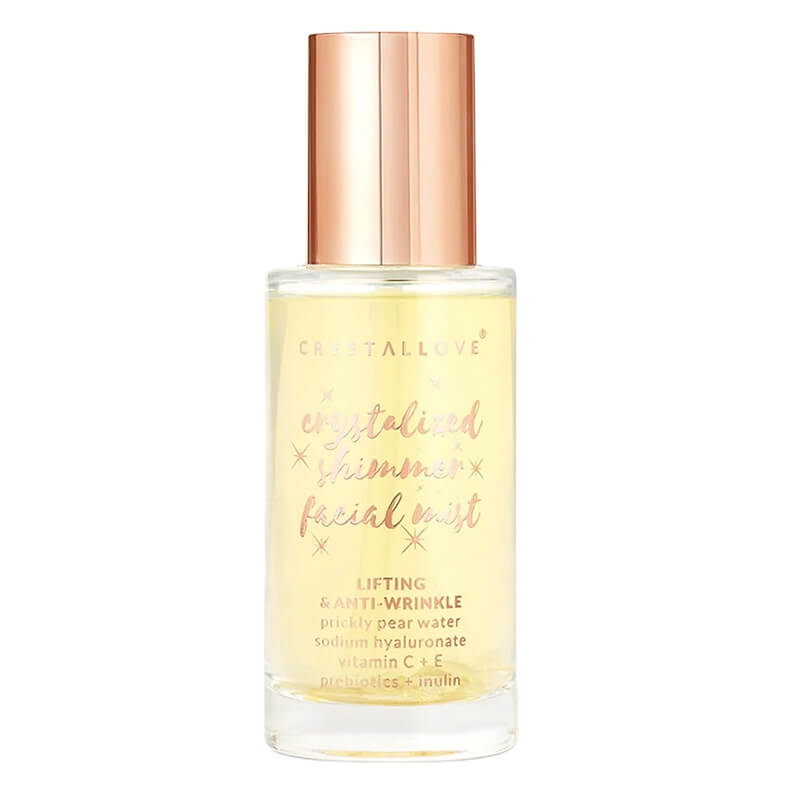 Crystallove Clear Quartz Shimmer Facial Mist Energetyzująca mgiełka do twarzy z kryształem górskim i opuncją 100 ml