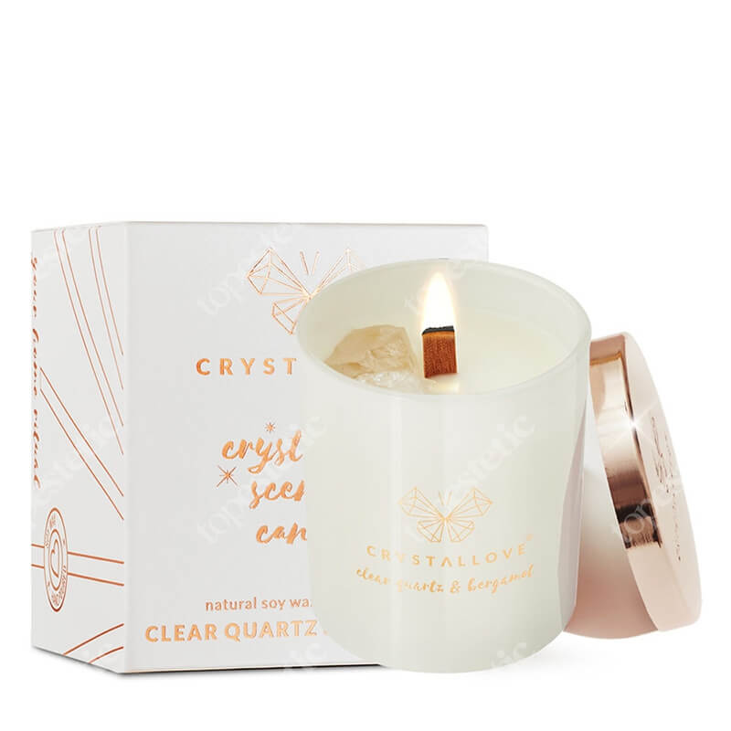 Crystallove Clear Quartz Soy Candle &amp; Bergamot Świeca sojowa z krysztalem górskim 220 g