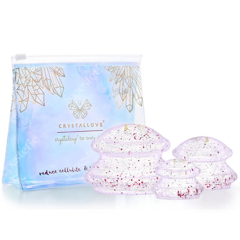 Crystallove Crystalcup For Body Bańki silikonowe do masażu ciała z brokatem – crystal 3 szt