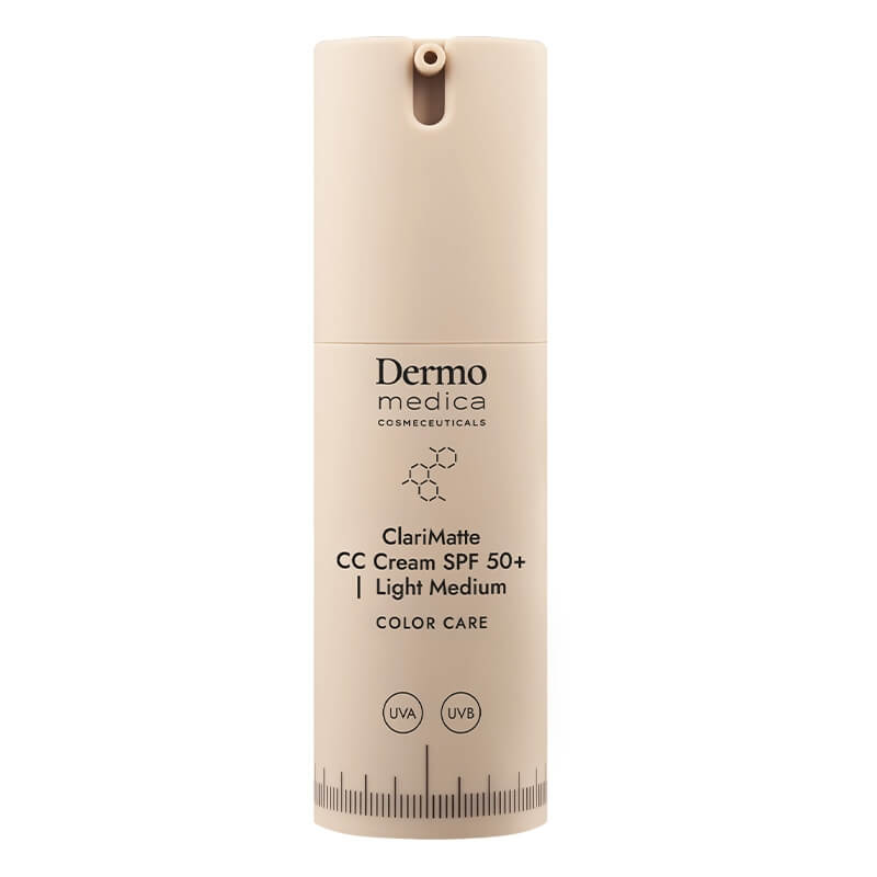 Dermomedica ClariMatte CC Cream SPF 50+ Matujący, koloryzujący krem korygujący z wysoką ochroną UVA/UVB (kolor Light Medium) 23 ml