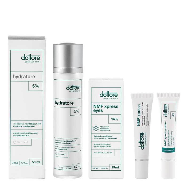 Dottore Hydrate and Renew ZESTAW Intensywnie nawilżający krem 50 ml + Nawilżający krem pod oczy i na powieki 15 ml + Aktywnie nawilżający krem 15 ml