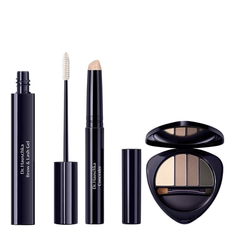 Dr Hauschka Make Up Set ZESTAW Paleta cieni do powiek i brwi (kolor 01 Stone) 5,3 g + Żel do brwi i rzęs 6 ml + Korektor (kolor 02 Chestnut) 2,5 ml