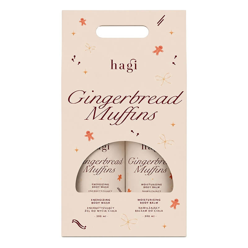 Hagi Gingerbread Muffins ZESTAW Energetyzujący żel do mycia ciała 300 ml + Nawilżający balsam do ciała 300 ml