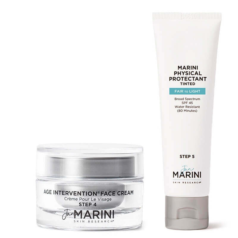 Marini SkinSolutions Pozabiegowa Pielęgnacja Rewitalizująca ZESTAW Przeciwstarzeniowy krem do twarzy 28 g + Krem ochronny koloryzujący (kolor jasny) 57 g