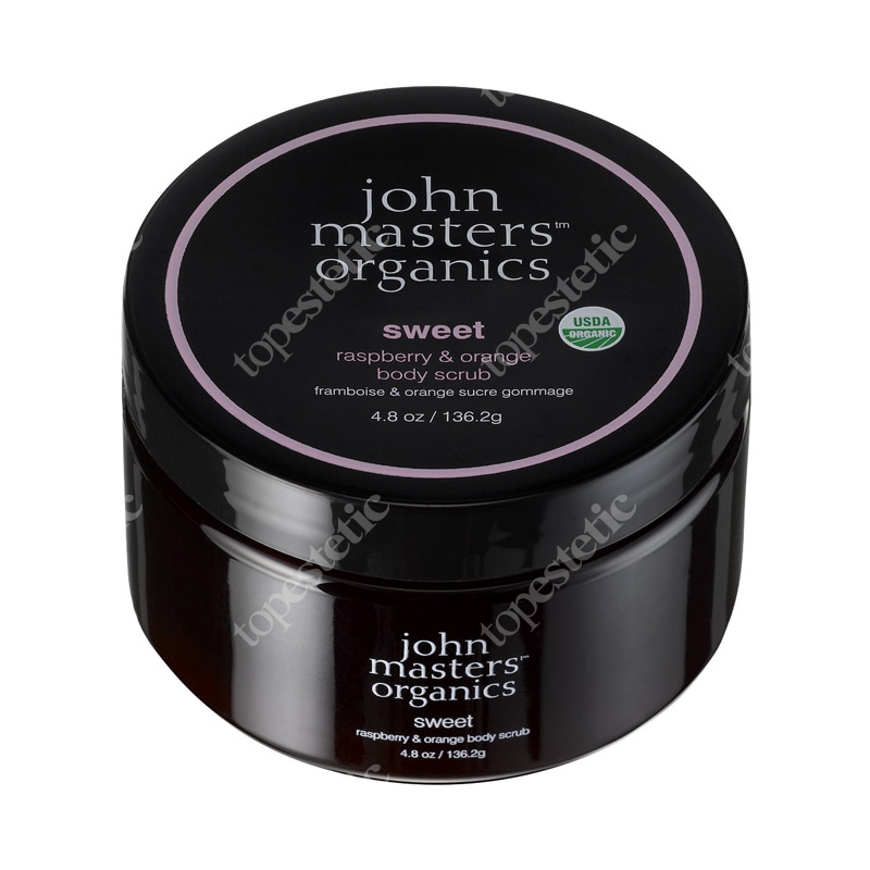 John Masters Organics Sweet Raspberry &amp; Orange Body Scrub Aromatyczna malina i pomarańcza – peeling do ciała 136 g