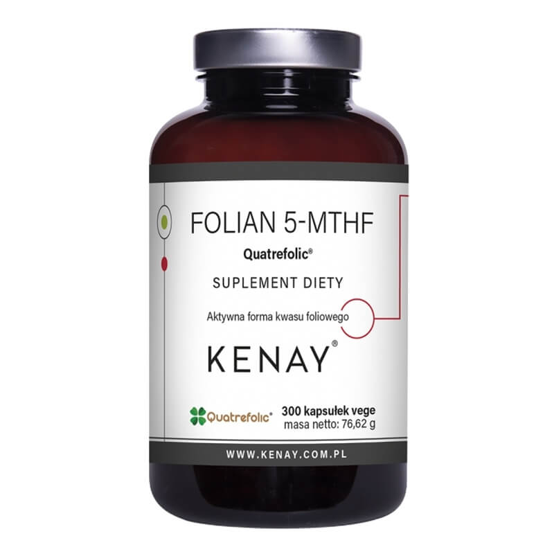 Kenay Folian 5-MTHF Aktywny Kwas Foliowy Quatrefolic Suplement diety 300 kapsułek