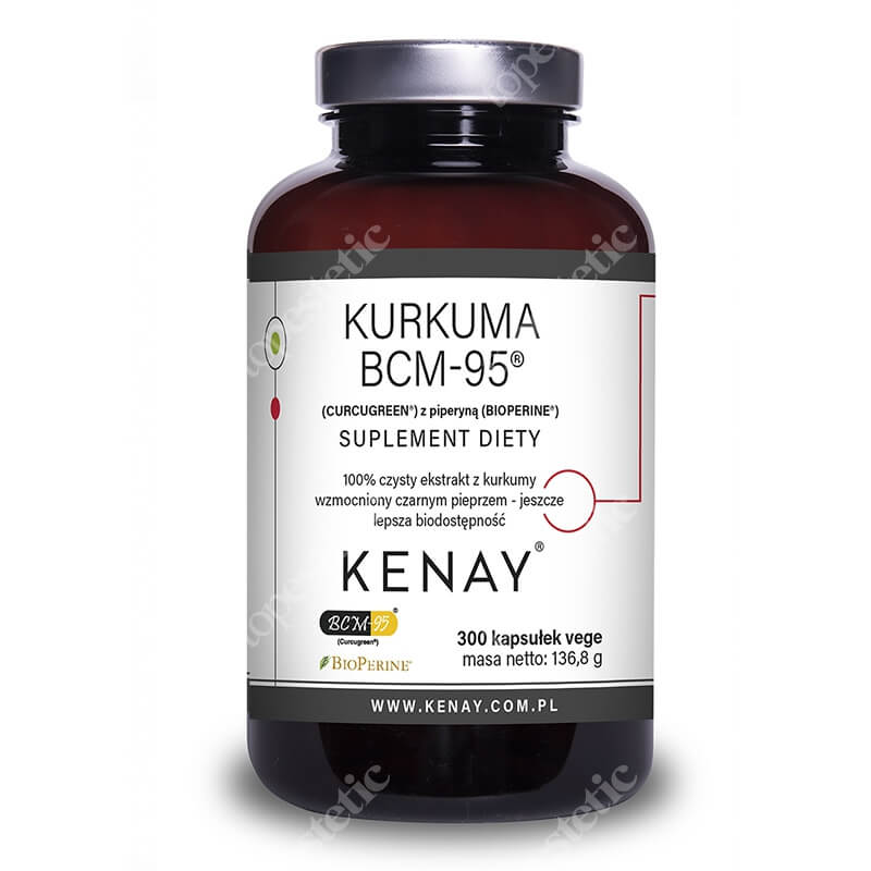 Kenay Kurkuma BCM-95 z piperyną Ekstrakt z kurkumy z piperyną 300 kapsułek