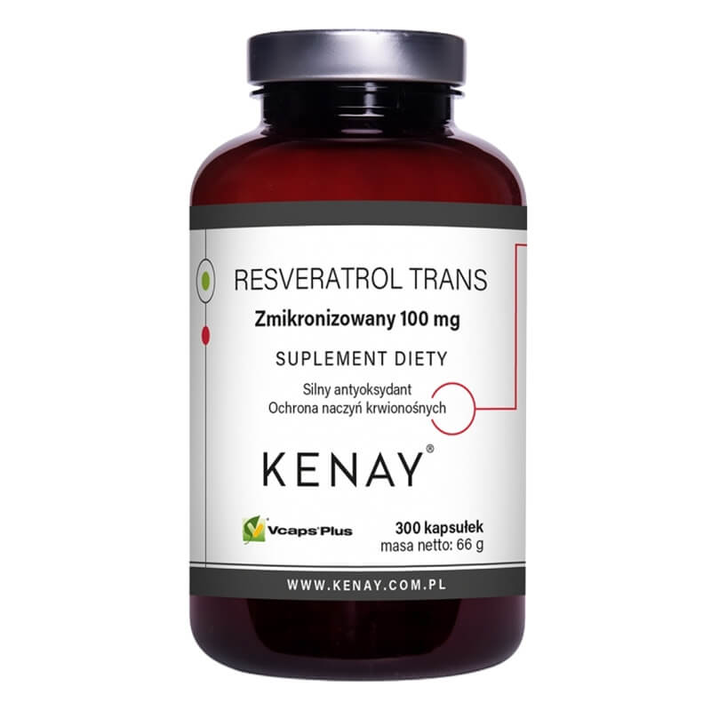 Kenay Resveratrol Trans Zmikronizowany 100 mg Suplement diety 300 kapsułek