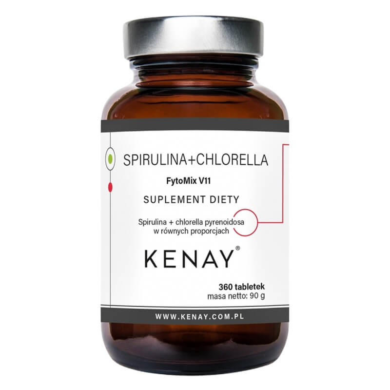 Kenay Spirulina+Chlorella Pyrenoidosa FytoMix V11 Suplement diety 360 tabletek