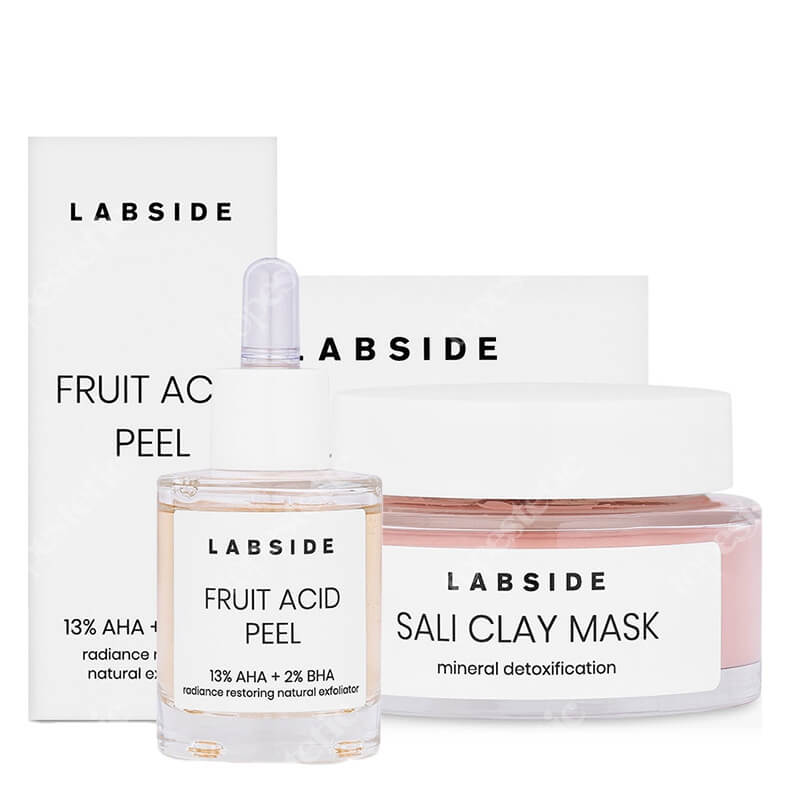 Labside Fruit Acid Peel + Sali Clay Mask ZESTAW Naturalny peeling do twarzy 30 ml + Maseczka detoksykująca 50 ml