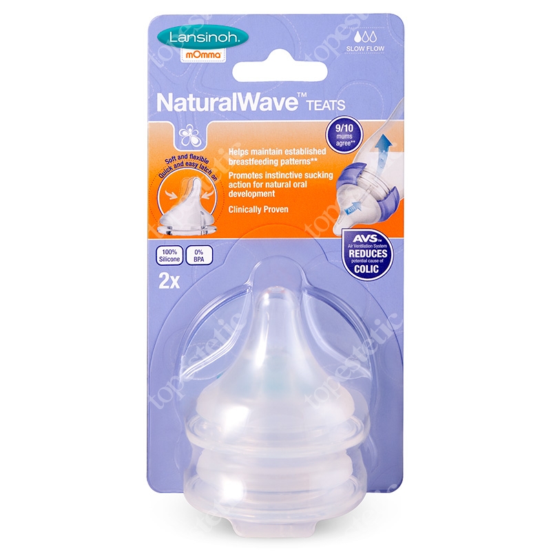 Lansinoh Natural Wave Teats Slow Flow Smoczek o wolnym przepływie 2 szt.