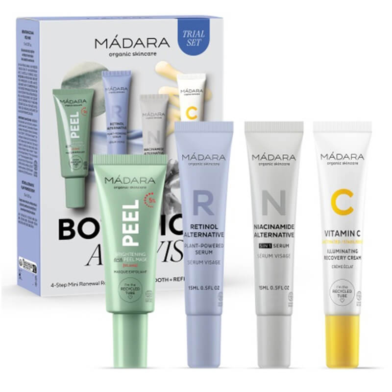 Madara Botanic Activist ZESTAW Maseczka 17 ml + Serum ujędrniająco-wygładzające 15 ml + Serum 5 w 1 15 ml + Krem 15 ml