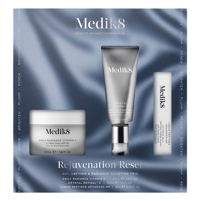 Medik8 Rejuvenation Reset ZESTAW Krem antyoksydacyjny 50 ml + Serum na noc o średniej mocy z aldehydem retinowym 30ml + Peptydowe serum 4 ml