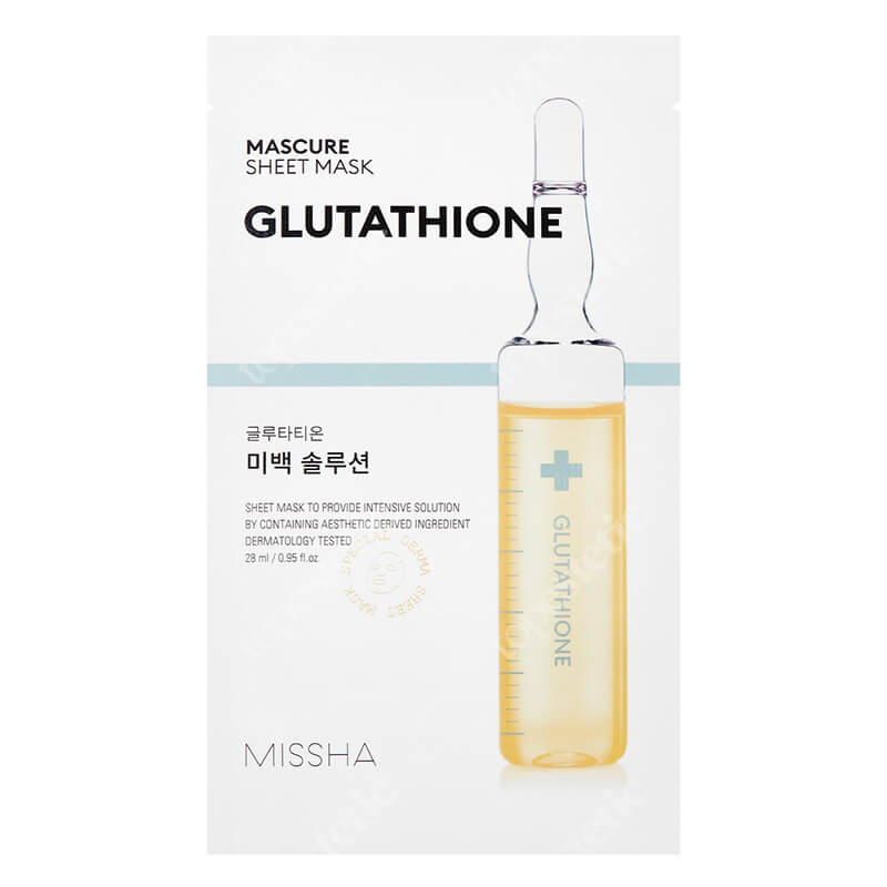 Missha Mascure Whitening Solution Sheet Mask Glutathione Rozjaśniająca maseczka w płachcie 28 ml