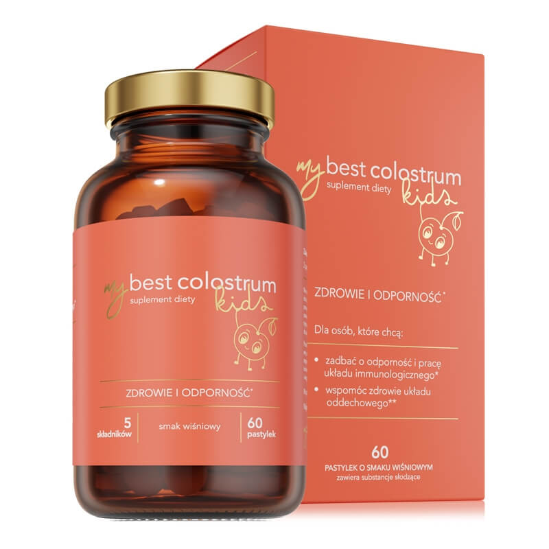 MyBestPharm MyBestColostrum KIDS Wsparcie odporności u dzieci w pastylkach - wiśnia 60 szt