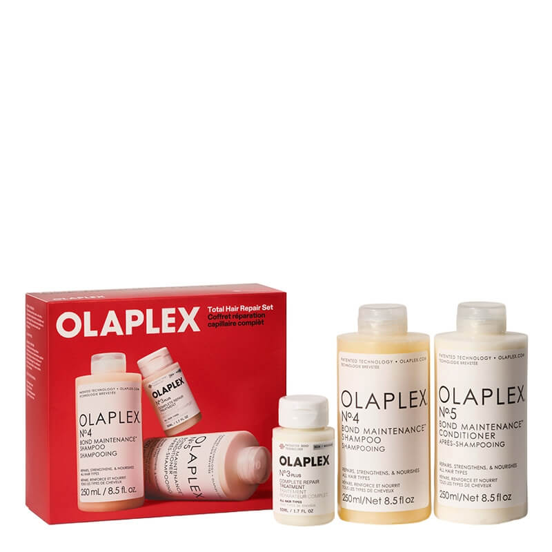 Olaplex Total Hair Repair Set ZESTAW 3-Minutowa kuracja rekonstruująca 50 ml + Szampon odbudowujący 250 ml + Odżywka regenerująco - odbudowująca 250 ml