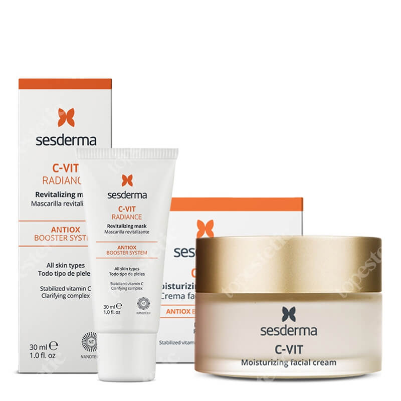Sesderma C-VIT Moisturizing Facial Cream + C-VIT Radiance ZESTAW Krem nawilżający 50 ml + Rewitalizująca maska 30 ml