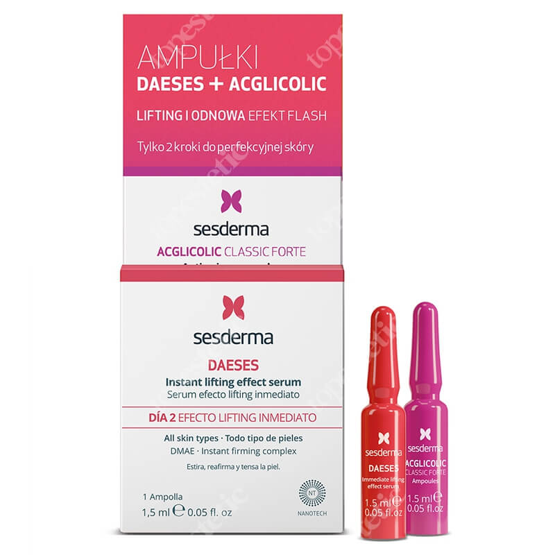 Sesderma Efekt Flash - Acglicolic Classic + Daeses Lifting Efeect ZESTAW Ampułka przeciwstarzeniowa 1,5 ml + Ampułka liftingująca 1,5 ml