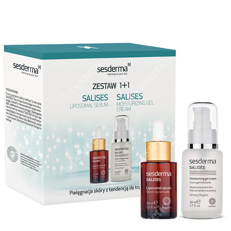 Sesderma Salises Pielęgnacja Skóry Tłustej ZESTAW Krem-żel nawilżający 50 ml + Serum liposomowe 30 ml Kartonik