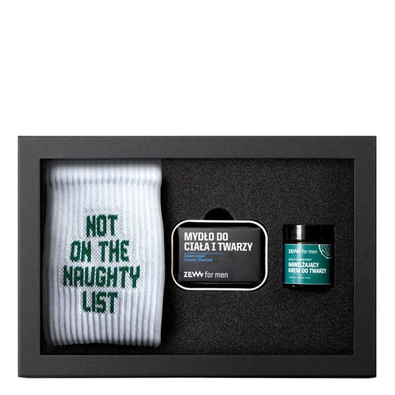 Zew For Men (Nie)Grzeczny Podróżnik ZESTAW Krem 30 ml + Mydło 85 ml + Mydelniczka (kolor srebrny) 1 szt. + Skarpety 1 para