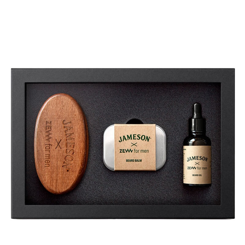Zew For Men Simple Jameson ZESTAW Balsam do brody 80 ml + Odżywczy olejek do brody w płynie 30 ml + Szczotka do brody 1 szt