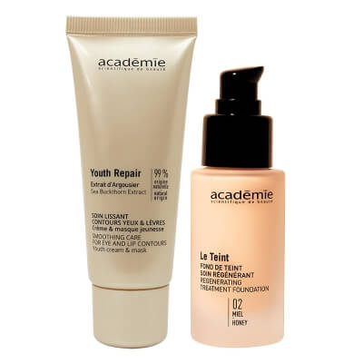 Academie Perfect Set ZESTAW Krem-maska na okolice oczu i ust 40 ml + Liftingujący podkład (kolor miód 02) 30 ml