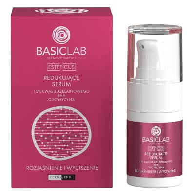 BasicLab Rozjaśnienie i Wyciszenie Redukujące serum 10% kwasu azelainowego, BHA, Glicyryzyna 15 ml