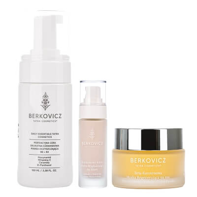 Berkovicz All Day Care ZESTAW Pianka oczyszczająca 100 ml + Krem wygładzający 30 ml + Maska regenerująca na noc 50 ml