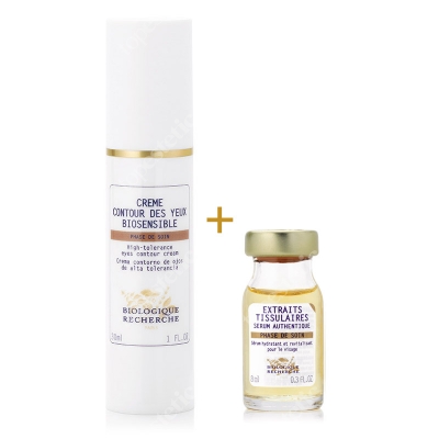 Biologique Recherche Creme Contour Des Yeux Biosensible + Extraits Tissulaires ZESTAW Na okolice oczu dla skóry wrażliwej - Krem 30 ml + Serum 8 ml