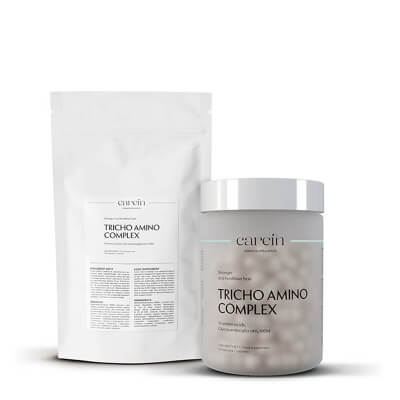 Carein Tricho Amino Complex 60 Days ZESTAW Wzmocnienie cienkich, łamliwych włosów 120 kapsułek + Uzupełnienie 120 kapsułek