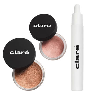 Clare Honey + Bronze Skin + Brightening and Anti Aging 20 % Vitamin C Serum ZESTAW Cień do powiek (kolor Honey 872) 1,1 g + Puder rozświetlający (kolor Bronze Skin 09) 4 g + Serum z wit. C 10 ml