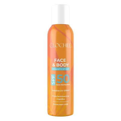 Clochee Invisible Face&Body UV Spray SPF 50 Przeciwsłoneczna mgiełka SPF 50 do twarzy i ciała 150 ml