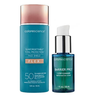 Colorescience Favorite Set ZESTAW Minerały w emulsji do twarzy (kolor medium) 55 ml + Żel oczyszczający 30 ml