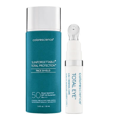 Colorescience Sunforgettable Total Protection Face ZESTAW Minerały w emulsji do twarzy ( kolor Classic ) 55 ml + Korektor pod oczy 3 w 1 (kolor Medium) 7 ml