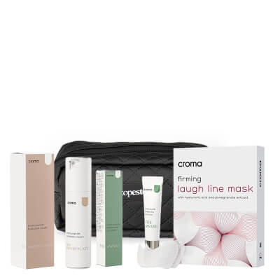 Croma PEPTIDE AGE CARE ZESTAW Ujędrniająca maska 8 szt. + Multi-peptydowy krem nawilżający 50 ml + Serum pod oczy 15 ml + Kosmetyczka 1 szt