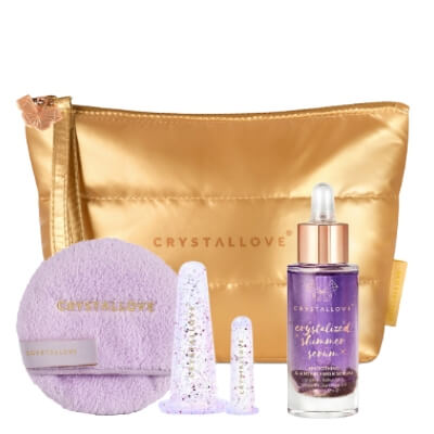 Crystallove Miss Set Lilac ZESTAW Serum z ametystem 30 ml + Bańka do twarzy 1 szt + Bańka pod oczy 1 szt + Wacik kosmetyczny 1 szt + Kosmetyczka 1 szt
