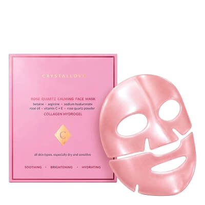 Crystallove Rose Quartz Calming Face Mask Hydrożelowa kojąca maska do twarzy z kwarcem różowym, kolagenem i kwasem hialuronowym 1 szt