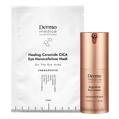 Dermomedica Argireline Eye Cream + Healing Ceramide Cica Eye Nanocellulose Mask ZESTAW Liftingujący krem do pielęgnacji delikatnej skóry okolic oczu 15 ml + Nanocelulozowa maska terapeutyczna na okolicę oczu 1 szt