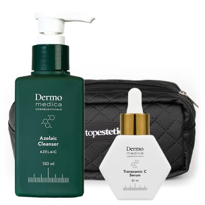 Dermomedica Tranexamic C Serum + Azelaic Cleanser ZESTAW Serum z witaminą C, kwasem traneksamowym i czynnikiem wzrostu 30 ml + Żel do mycia z kwasem azelainowym 150 ml + Kosmetyczka Gratis !!