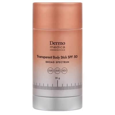 Dermomedica Transparent Body Stick SPF 50 Sztyft antyoksydacyjny, fotoprotekcyjny z ochroną przeciwsłoneczną 30 g