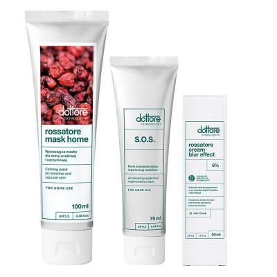 Dottore Calm and Repair ZESTAW Krem do skóry naczyniowej 50 ml + Wyciszająca maska dla skóry naczyniowej 100 ml + Krem przyspieszający regeneracje 75 ml